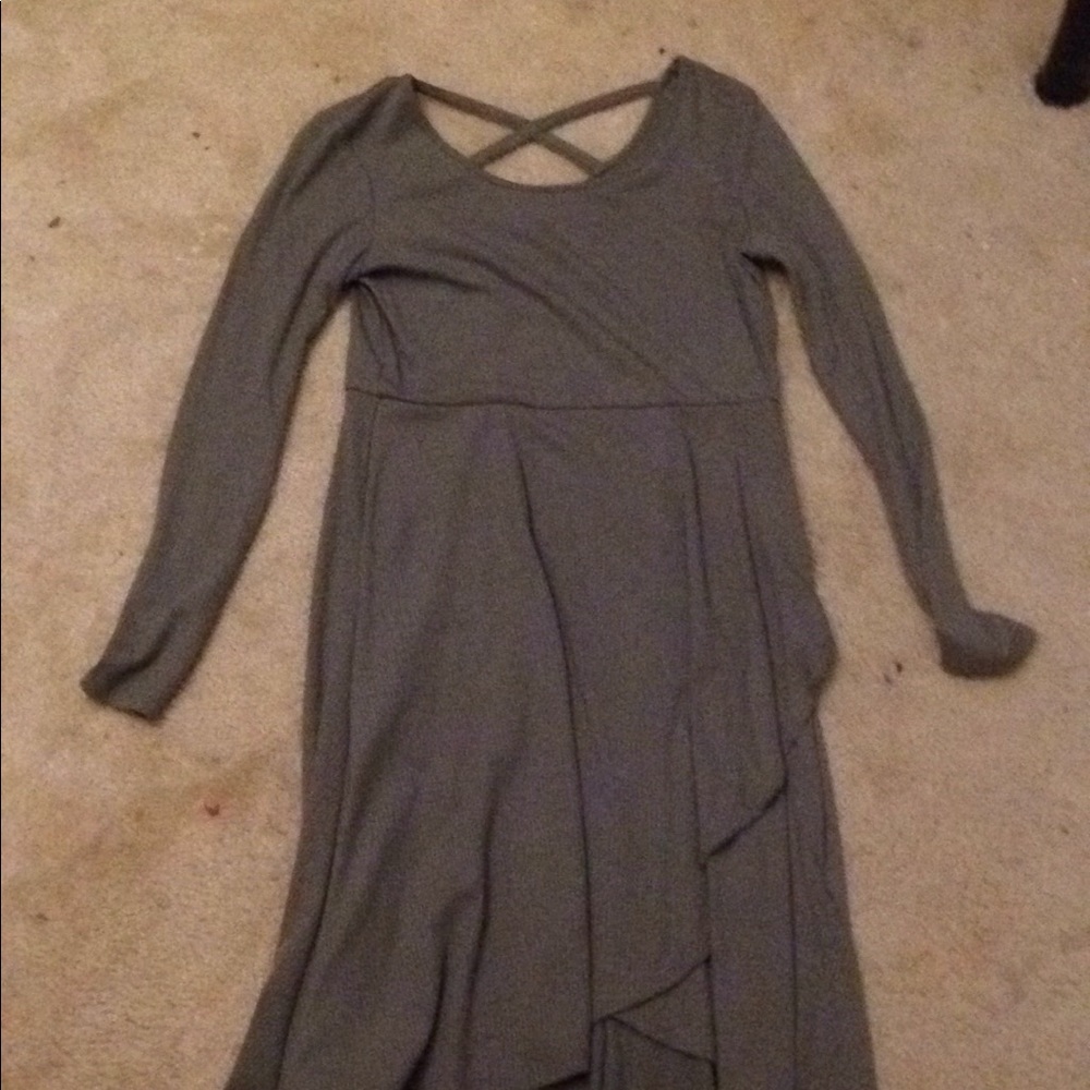 A soft green dress with small crossover in front